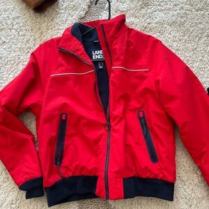 Lands' End Vibrant Red Squall Jacket with Black Details